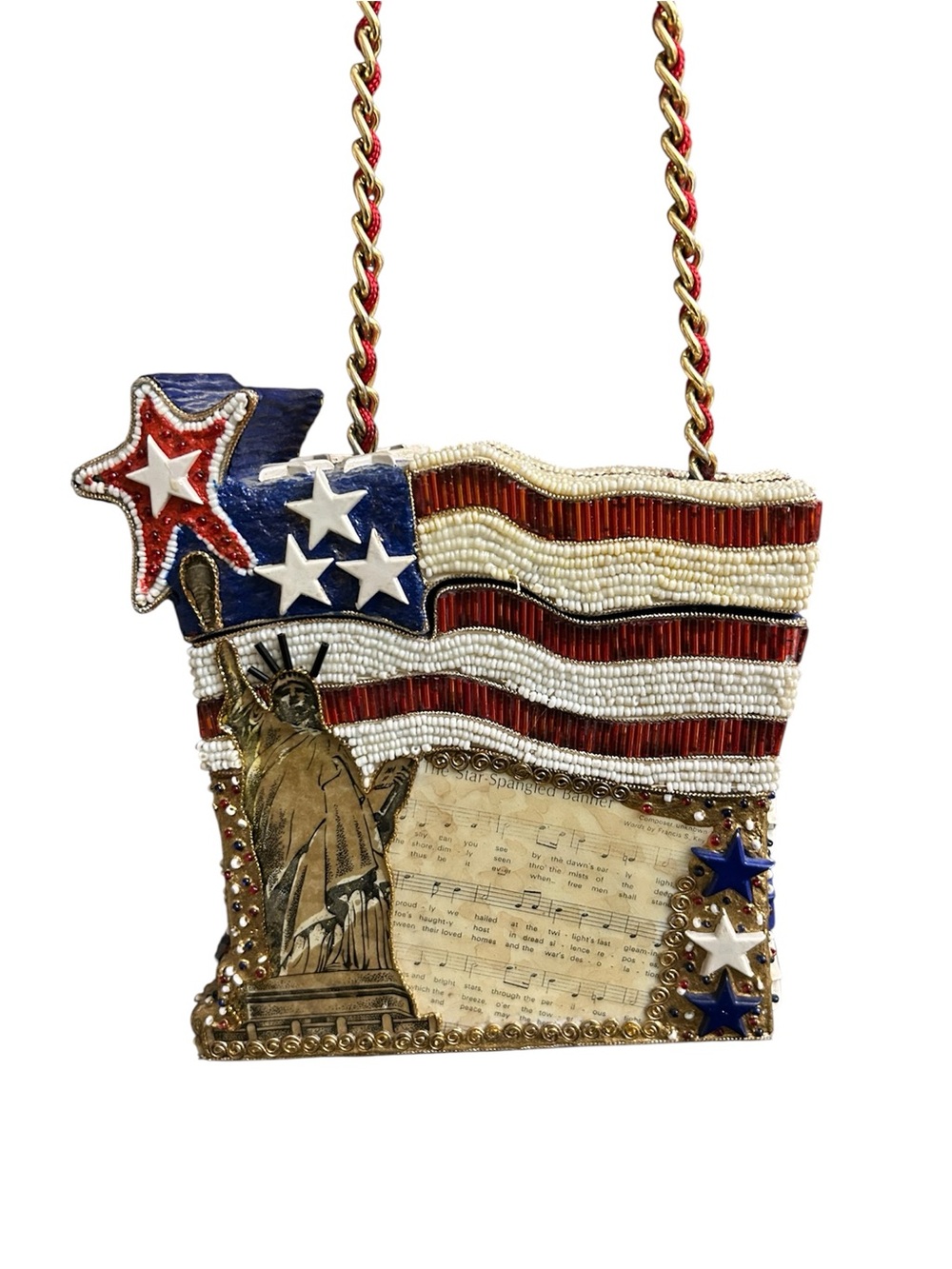 Mary Frances Red/White/Blue Americana Beaded Statue of Liberty Crossbody Bag - Picture 5 of 16